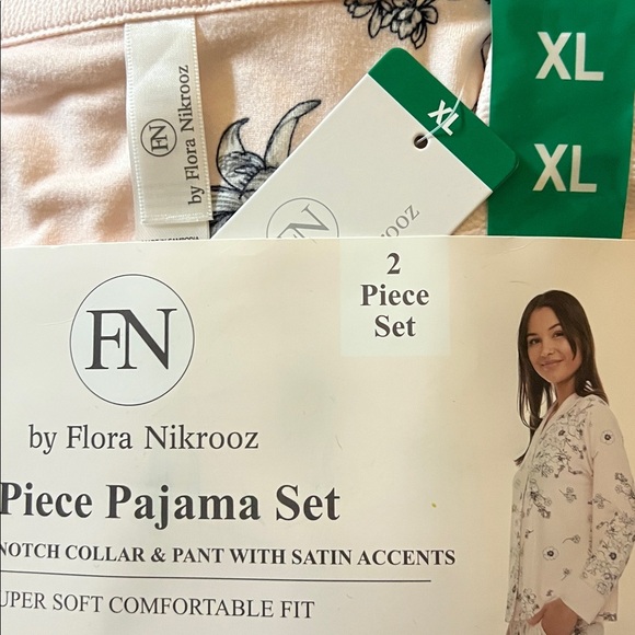 Flora Nikrooz Womens 2-Piece Pajama Set with Super Soft Satin and Notch Collar - Picture 6 of 6